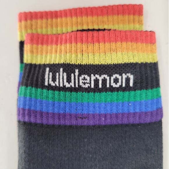Lululemon Rainbow Crew Sock Daily Stride Graphic Color Pop Streetwear Lounge - Picture 3 of 8